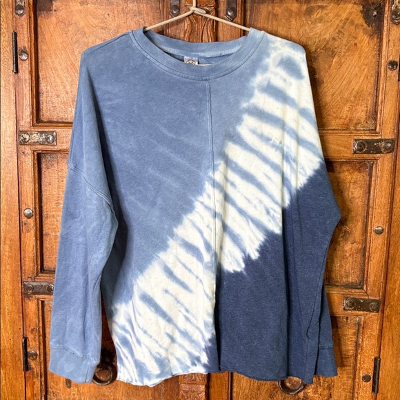 LE VERDE | blue tie-dye lightweight soft oversized sweatshirt sz L - Picture 2 of 4